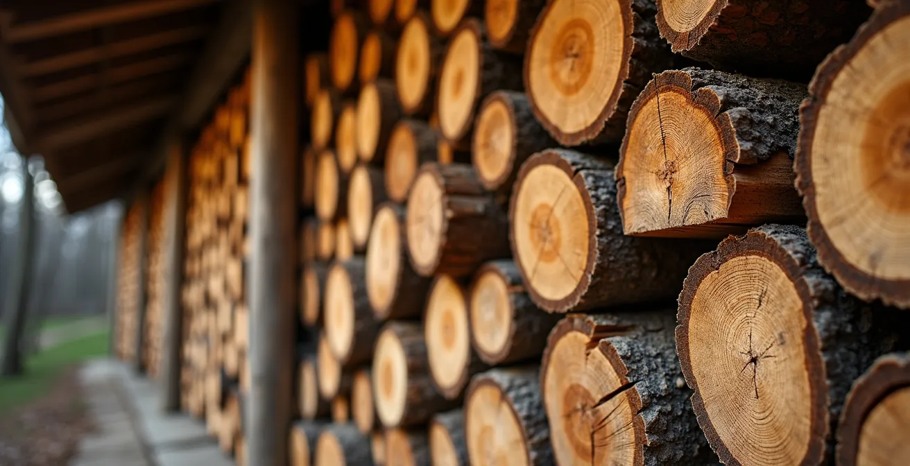 Organisation méthodique du stockage de bois de chauffage sous abri ventilé